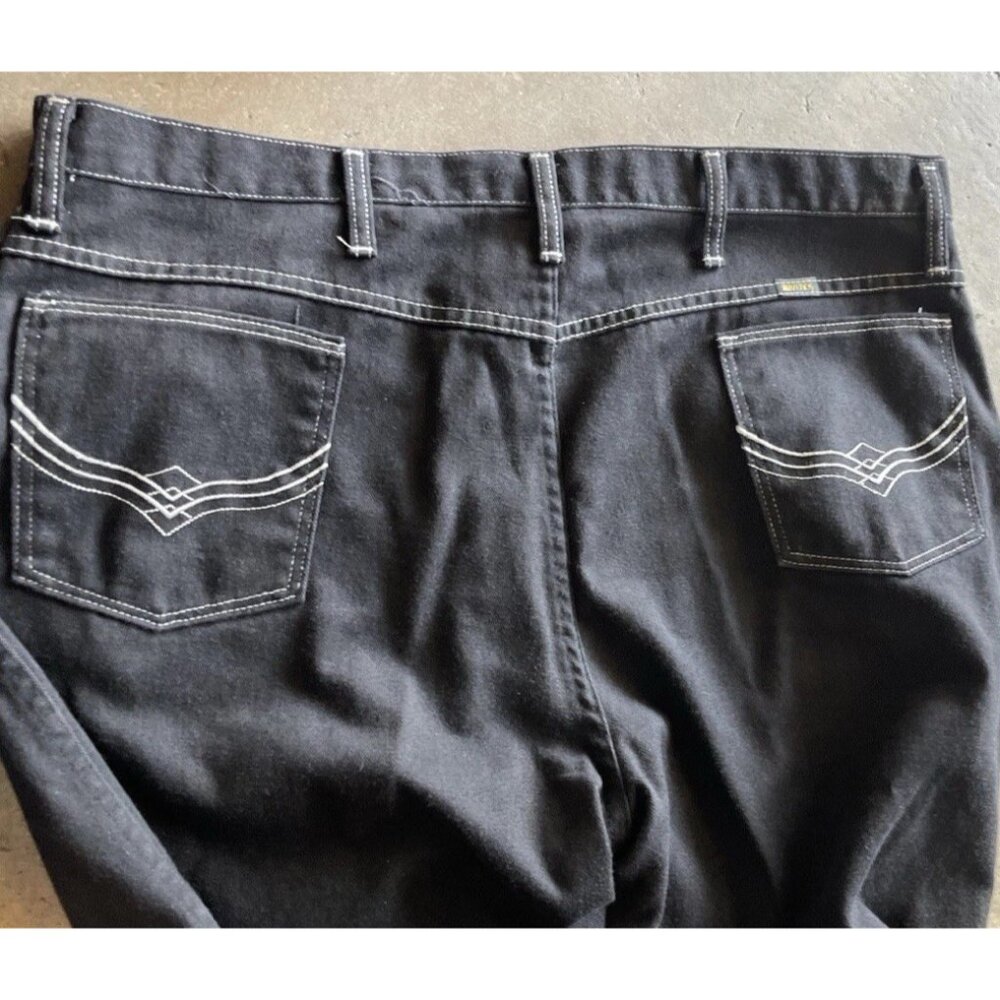 Vintage Maverick Mens Black Embroidered Jeans Mens Sz 42 Made USA Baggy Pants - Picture 11 of 16